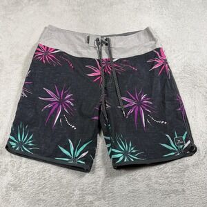Rip Curl Mirage‎ Board Shorts Mens 32 Black Purple Tropical Floral Surf Swim